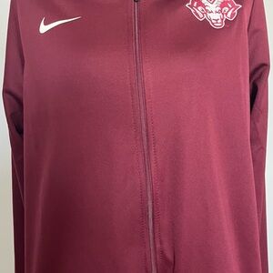 Nike Maroon Dry-Fit Zip-Up Athletic Jacket With Ram Patch